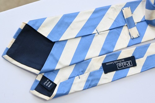 POLO BY RALPH LAUREN BLAUE SEIDE HERREN Krawatte W:3 3/4 "BY L:58" MADE IN ITALY - Bild 3 von 3