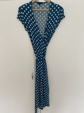 BODEN Wrap Dress Teal/White Spot Size 10L