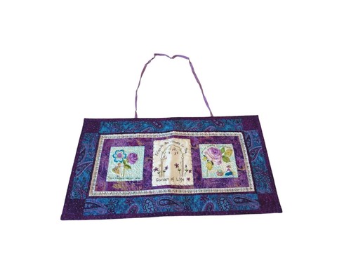 Handmade Quilted Fabric Art Wall Hanging Friends Are Flowers In Garden of Life - Picture 2 of 16