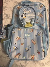 Bluey 4-Piece Backpack Set 17in Lunch Tote Headphones Keychain Water Resistant