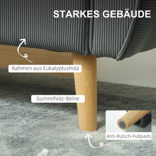 HOMCOM Zweisitzer Sofa mit 2 Kissen Polstersofa mit 54cm extra tiefen Sitzen - Photo 7/10