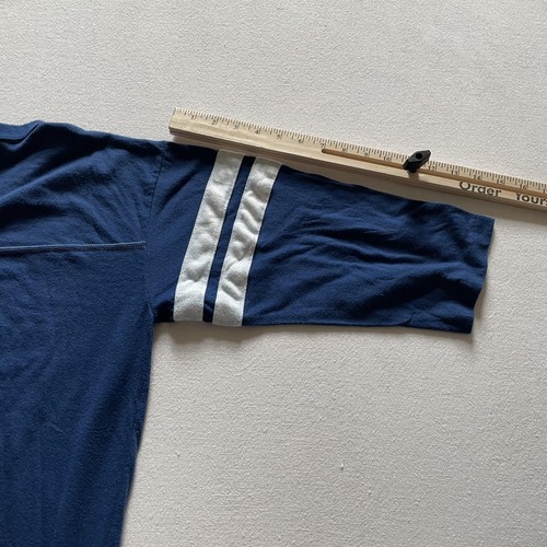 Vintage Blank Jersey Shirt Mens Fits Medium Blue Football 3/4 Sleeve USA 70s - Picture 10 of 10