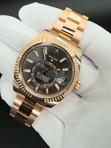 Rolex Sky-Dweller 326935 Everose Gold Grey Dial Full Set Full Links 2018 B&P
