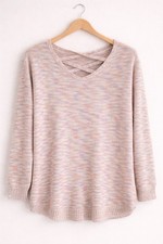 Lane Bryant Plus 18/20 Pastel Marled Sweater Crossover Neck Lightweight Spring
