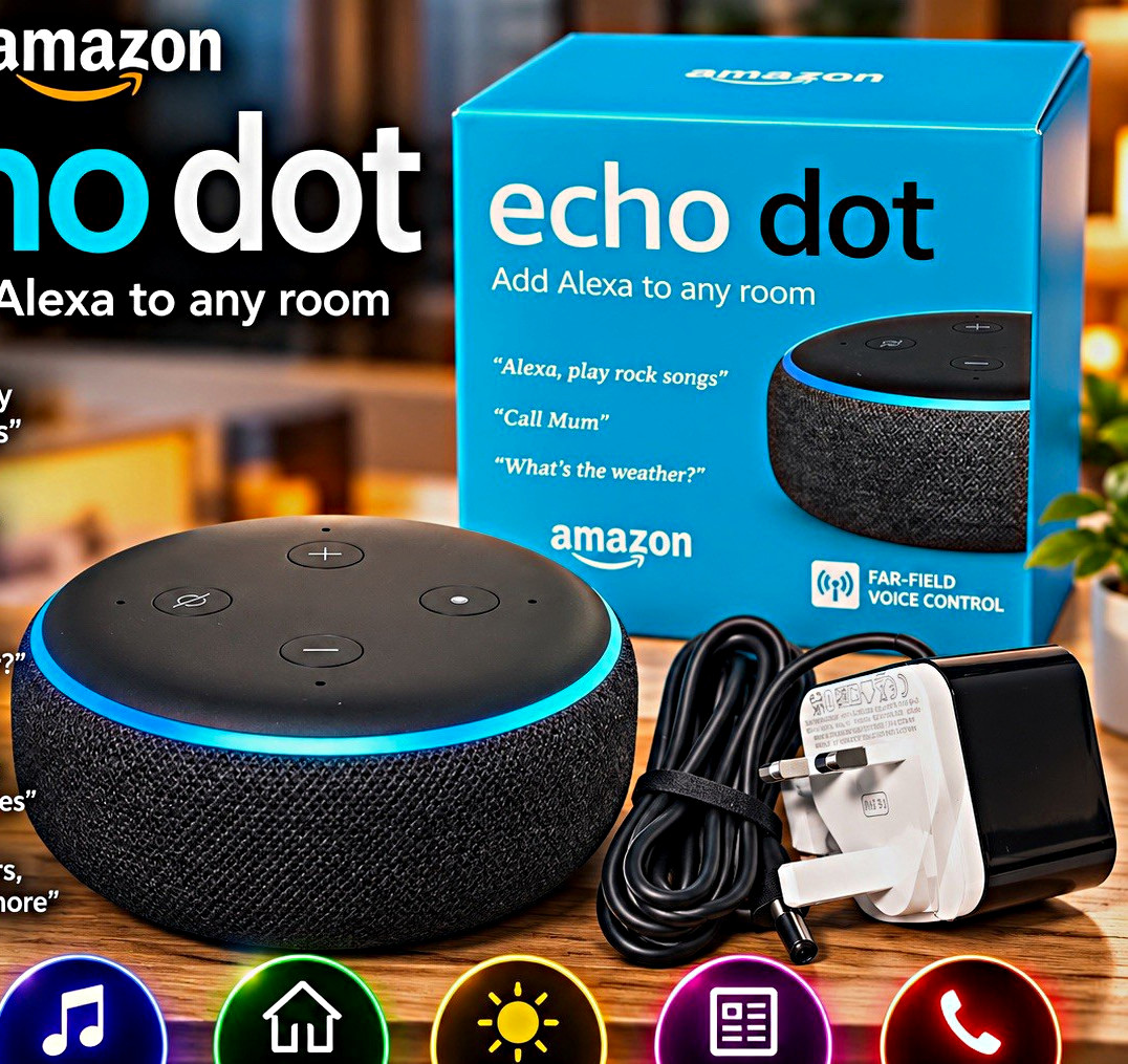 Amazon Echo Dot 3rd Gen Smart Speaker Alexa Voice Control Black Wi-Fi Bluetooth
