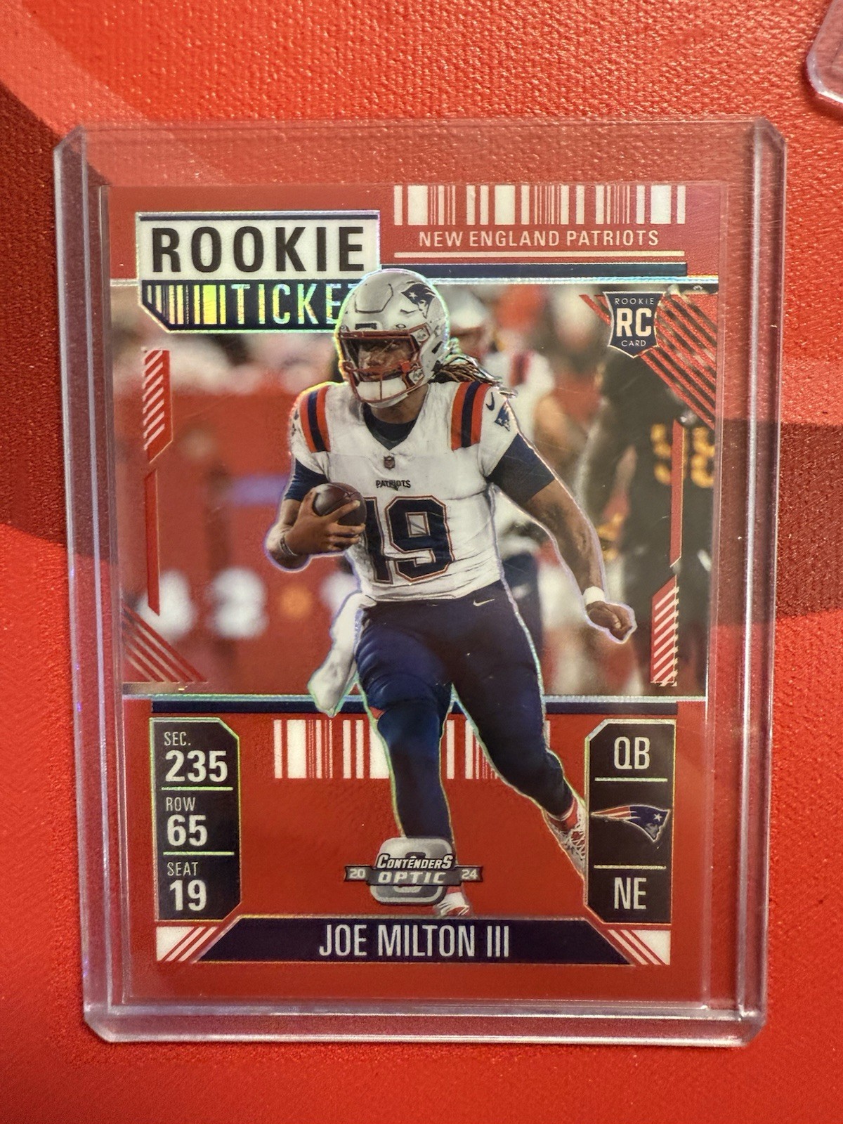 2024 Panini Contenders Optic Rookie Ticket Joe Milton III #78 Red Prizm /199