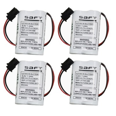 4pcs ABB IRB120 Robot Battery 3HAC051036-001 with Plug 3.6V 7.2Ah 7200mAh US
