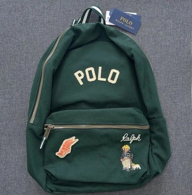 Polo Ralph Lauren Dark Green Varsity Polo Bear Backpack New With Tags