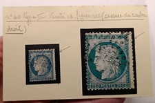 Timbre France Cérès 25c bleu n°60 type III variété 18 cassure du cadre