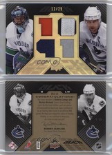 2008-09 UD Black Dual Player Jerseys Gold /25 Roberto Luongo Markus Naslund HOF
