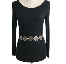 Women's Chain Belt Silver One Size Metal Circle Mod Links Fashion Dress Casual