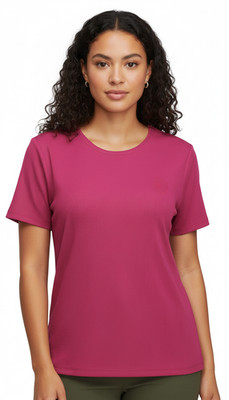 Laura Scott Women's Ribbed Top Short Sleeve Stretch Pink Size S