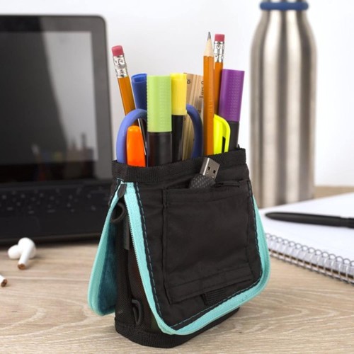 Five Star Stand 'N Store Pencil Pouch, Fits 3-Ring Binder, Pencil Case, Black/Gr - Bild 2 von 3