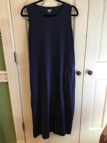 LANDS END KLEID ÄRMELLOS MARINEBLAU TASCHEN VORNE GRÖSSE LP PETITE L 14-16 Strand - Bild 3 von 9