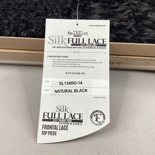 "Rizo bohemio de 14"" negro natural 13"" x 4"" encaje de oreja a oreja frontal 100 % cabello Remy" - Imagen 6 de 7