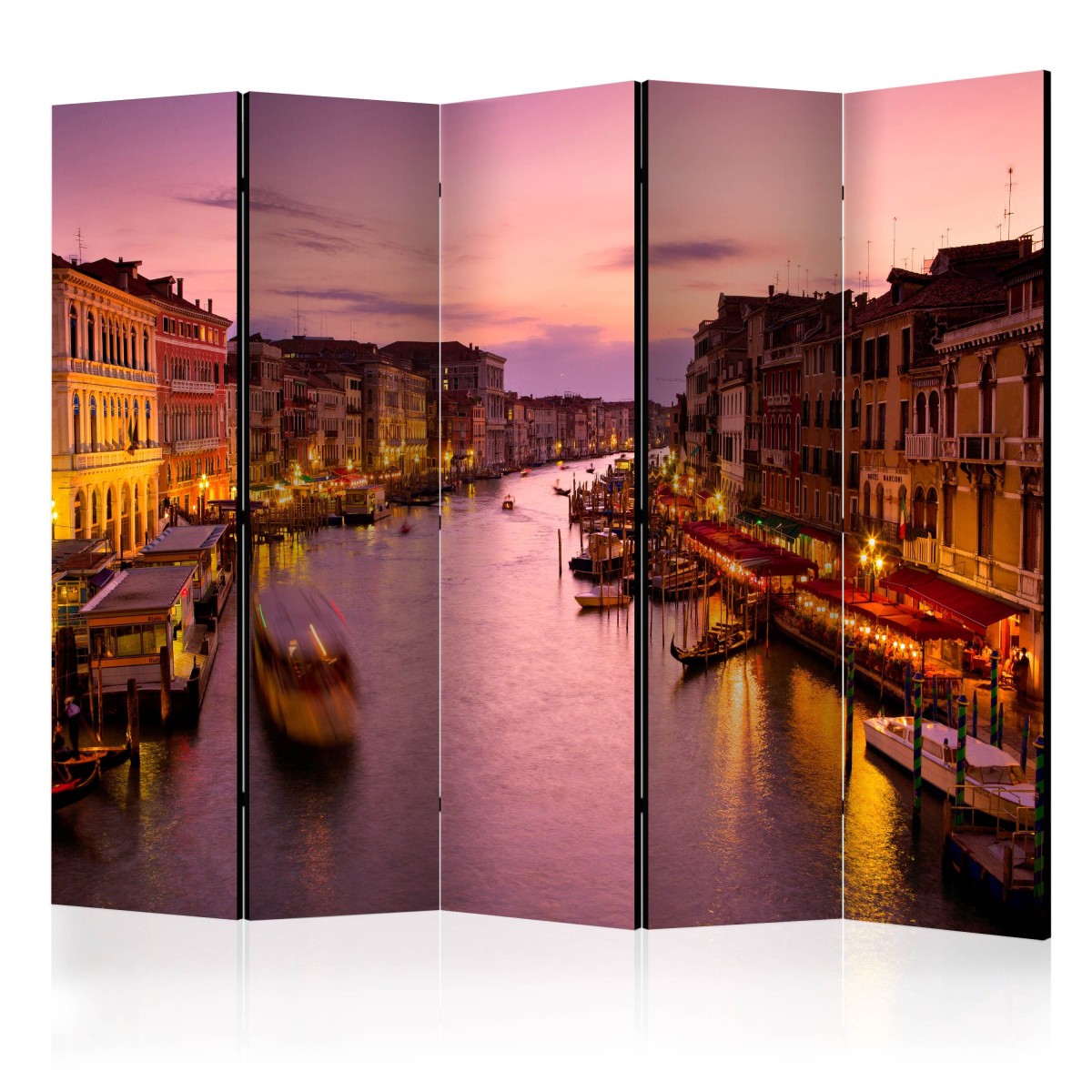Paravent 5 volets salon brise-vue intérieur motif Venise 172 x 225 cm