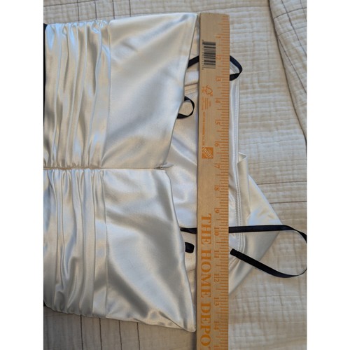 David Meister Long Strapless Evening Gown with White Satin Tie, Black Skirt Sz 6 - Picture 9 of 10