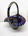 FENTON vintage hobnail Iridescent Amethyst carnival glass basket