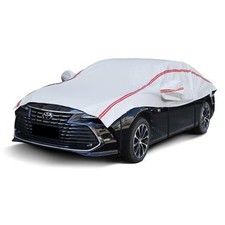 Half Car Cover Sedan,Top Cover with Red Reflective Strip, Hail Sedan L
