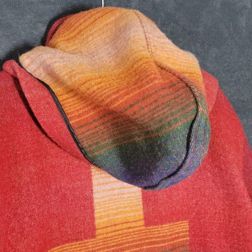 Vintage Woolrich Coat Womens Large Red Wool Duster Blanket Southwestern Aztec - Picture 8 of 13