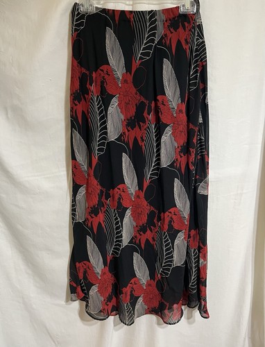 Vintage women’s plus size skirt & top Set maxi skirt floral red black Hawaiian Q - Picture 5 of 10