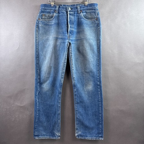 Vintage Levis 501 Jeans Mens 34x30 Blue 80s Denim Pant Faded Thrashed (Tag36x30) - Picture 2 of 23