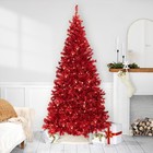 Northlight Pre-Lit Full Artificial Tinsel Christmas Tree - 9' - Red - Clear
