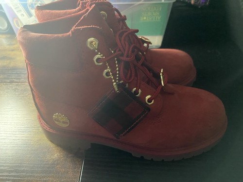 Timberland Premium Burgundy / Dark Red. Waterproof Boots Youth Size 1 - Picture 3 of 7
