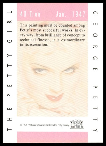 1994-95 21st Century Archives Petty Girl #40 Pinup Model Card True Magazine - Bild 2 von 2
