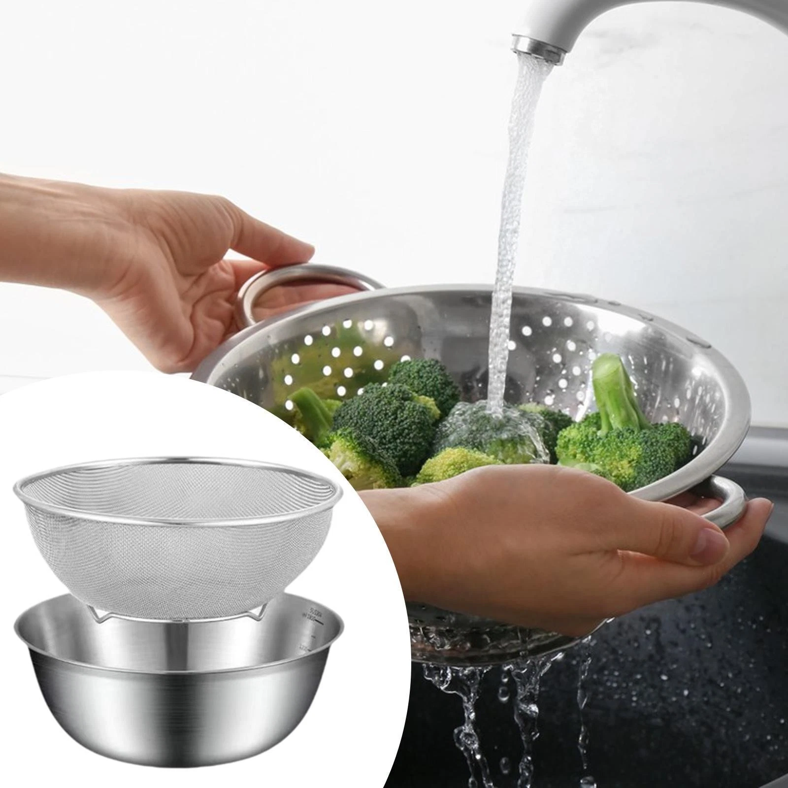 Stainless Steel Colander Basket And Bowl for Spaghetti Washing Vegetables