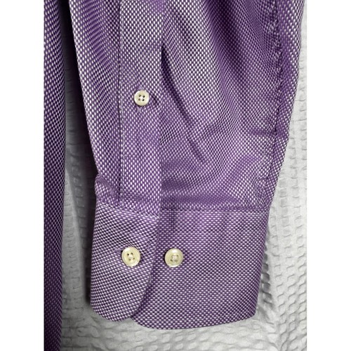 Peter Millar Shirt Mens XXL Purple Houndstooth Button Up Long Sleeves Nanoluxe - Picture 5 of 8