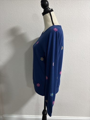 Lilly Pulitzer Landyn Embroidered Floral Ditsy Daisy Sweatshirt Blue Gr. S - Bild 5 von 9
