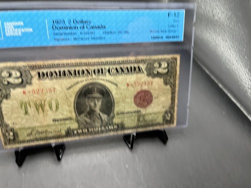1923 Dominion of Canada $2 Bank Note Bronze Seal Graded BCS F-12 SN# K522357 - Picture 4 of 6