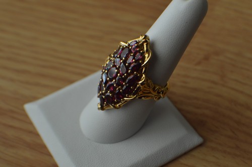 6,00ct Rhodolith Granat Cocktail Ring 18K YG plattiert über Feinsilber Größe 8 - Bild 10 von 15
