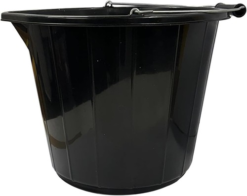 Heavy Duty 14L Black Builders Bucket, Sturdy Car Wash Bucket with Handles, Premi - Picture 2 of 51