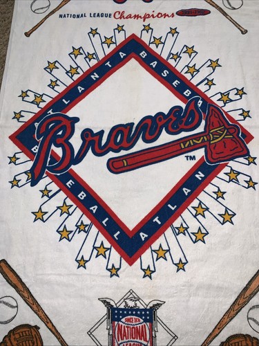 Atlanta Braves National League Champions  MLB 1992 Vintage Beach Towel Baseball - Picture 2 of 8