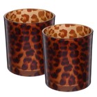  2 Stück Teelichthalter aus Glas, Votivkerzenbecher, Leopardenmuster, Gepard,