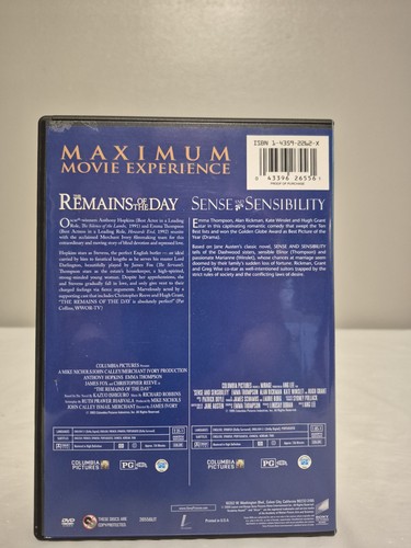 The Remains Of The Day/Sense & Sensibility (2-Disc DVD Set) Free Shipping! - Picture 2 of 7