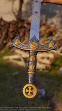 Custom Templar Knight Sword Handmade Medieval Handmade Premium LOTR Anduril Gift