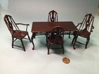 New Listing1/12 Scale - Dollhouse Mahogany Dinning Table & 4 chairs
