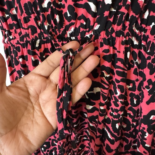 Torrid Womens Ruffled Challis Dress in Hot Pink Leopard Print Plus 1x - Picture 4 of 9