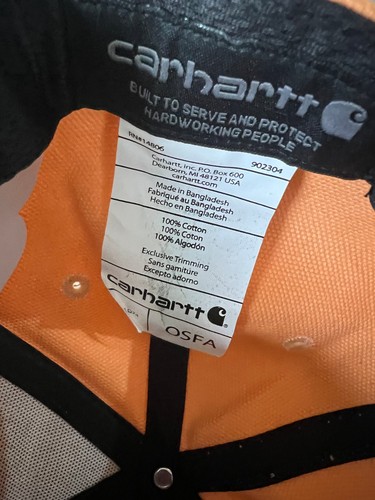 CARHARTT Force Cap Workwear Patch Cap Orange Peach Snapback One Size NEW - Picture 13 of 18