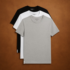 (取寄) ラコステ メンズ 100パーセント コットン スリム フィット クルーネック T-シャツ 3-パック Lacoste men 100% Cotton Slim Fit Crew-neck T-shirt 3-pack White/Grey/Black Lacoste T Shirt 3 Pack | eBay