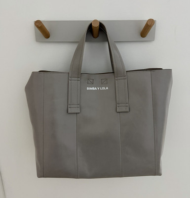 BIMBA Y LOLA Gray Large Tote Double Handles Detachable Adjustable Strap Logo