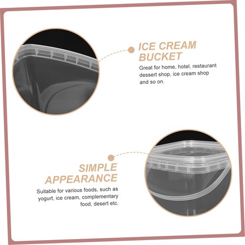 10pcs Ice Cream Buckets with Lid, 500ml Clear Plastic Ice Cream Containers, S... - Picture 2 of 9