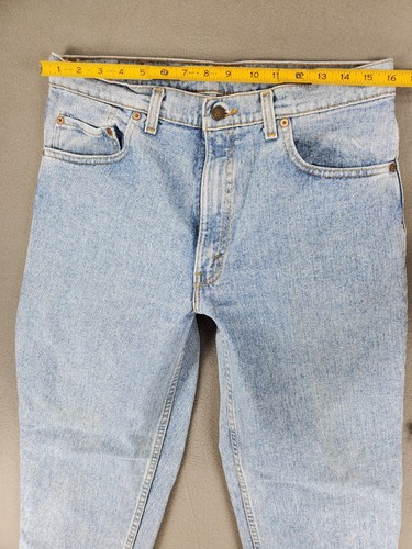 Jeans vintage Levis 550 uomo 34x30 blu rilassato conico lavaggio leggero anni 90 Y2K USA - Foto 7 di 9