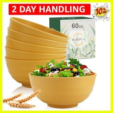 Eco-Friendly Wheat Straw Bowls Set of 6, 60 Oz Unbreakable & Dishwasher Safe