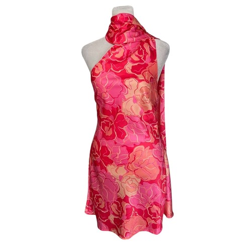 Mini Vestido Hello Molly Rosa Floral Lujo Llegada Satén Talla Pequeña - Imagen 6 de 11