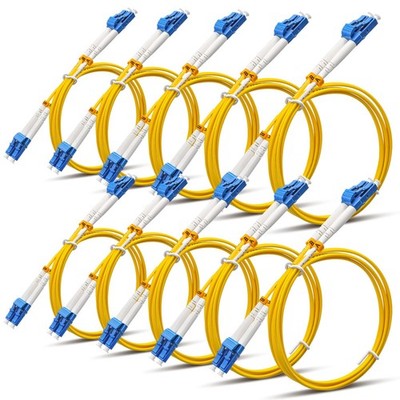 Threlaco 1m(3.28 ft) 10 Pack Lc to Lc Single Mode Fiber Patch Cable Bulk, Os2...