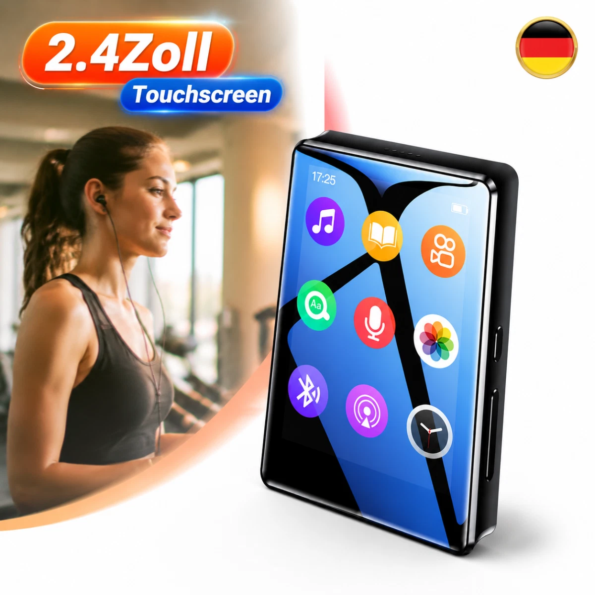 Lettore MP3 32GB Con Bluetooth 5.2 E Altoparlante HD – Schermo 1.8", Portatile, Per Musica E Audiolibri